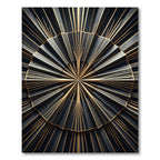 Dramatic Black Gold Art Deco Sunburst Rug