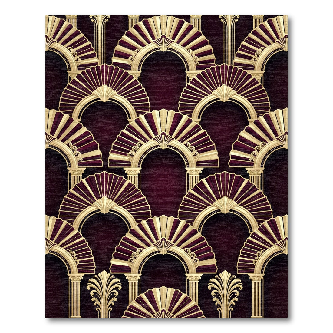 Art Deco Scarlet Arch Fan Repeat Rug