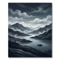 Misty Mountain Lake Twilight Landscape Rug