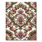 Elegant Pink and Gold Damask Scroll Rug
