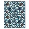Nautical Compass and Anchor Blue Tile Rug