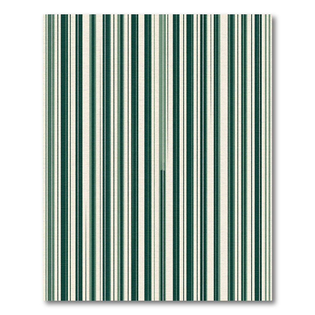 Dark Green Cream Vertical Stripe Rug