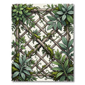 Lush Green Botanical Trellis Lattice Rug