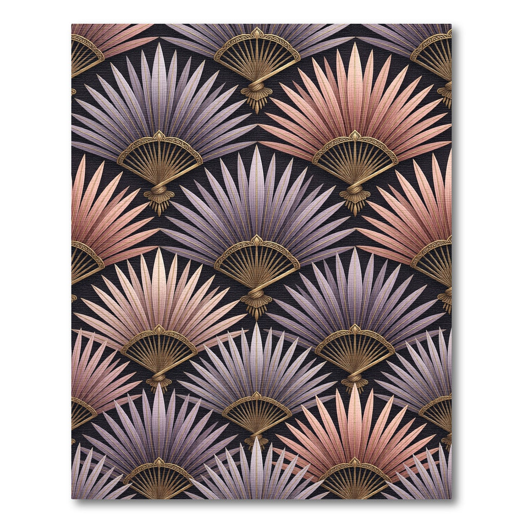 Rose Gold Purple Fan Medallion Tile Rug