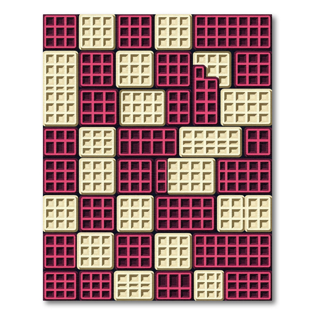 Geometric Waffle Grid in Fuchsia and Cream Rug