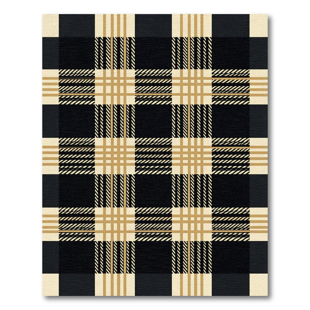 Black Cream plaid Grid Rug