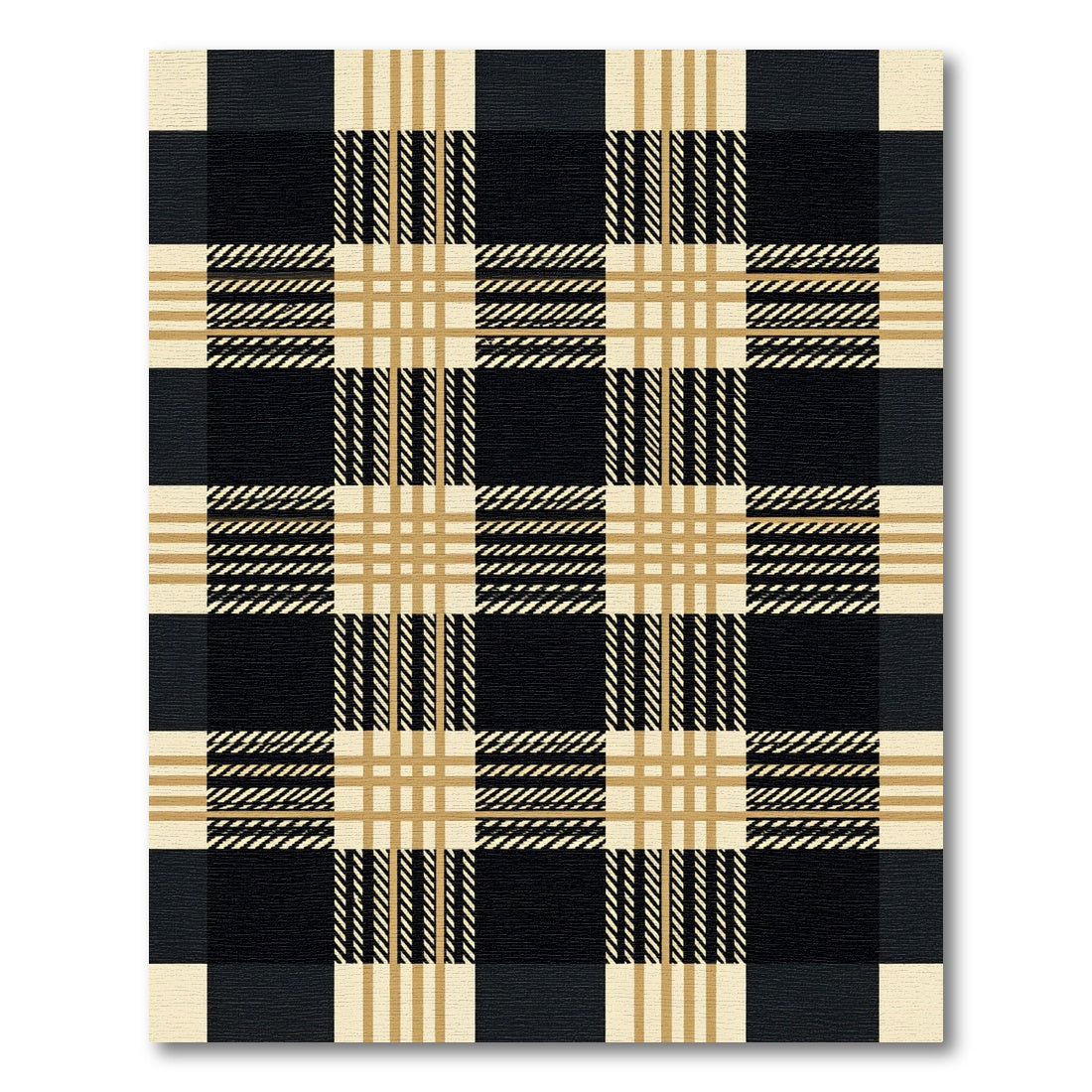 Black Cream plaid Grid Rug