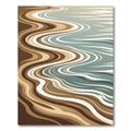 Brown Blue Abstract River Waves Rug