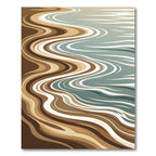 Brown Blue Abstract River Waves Rug