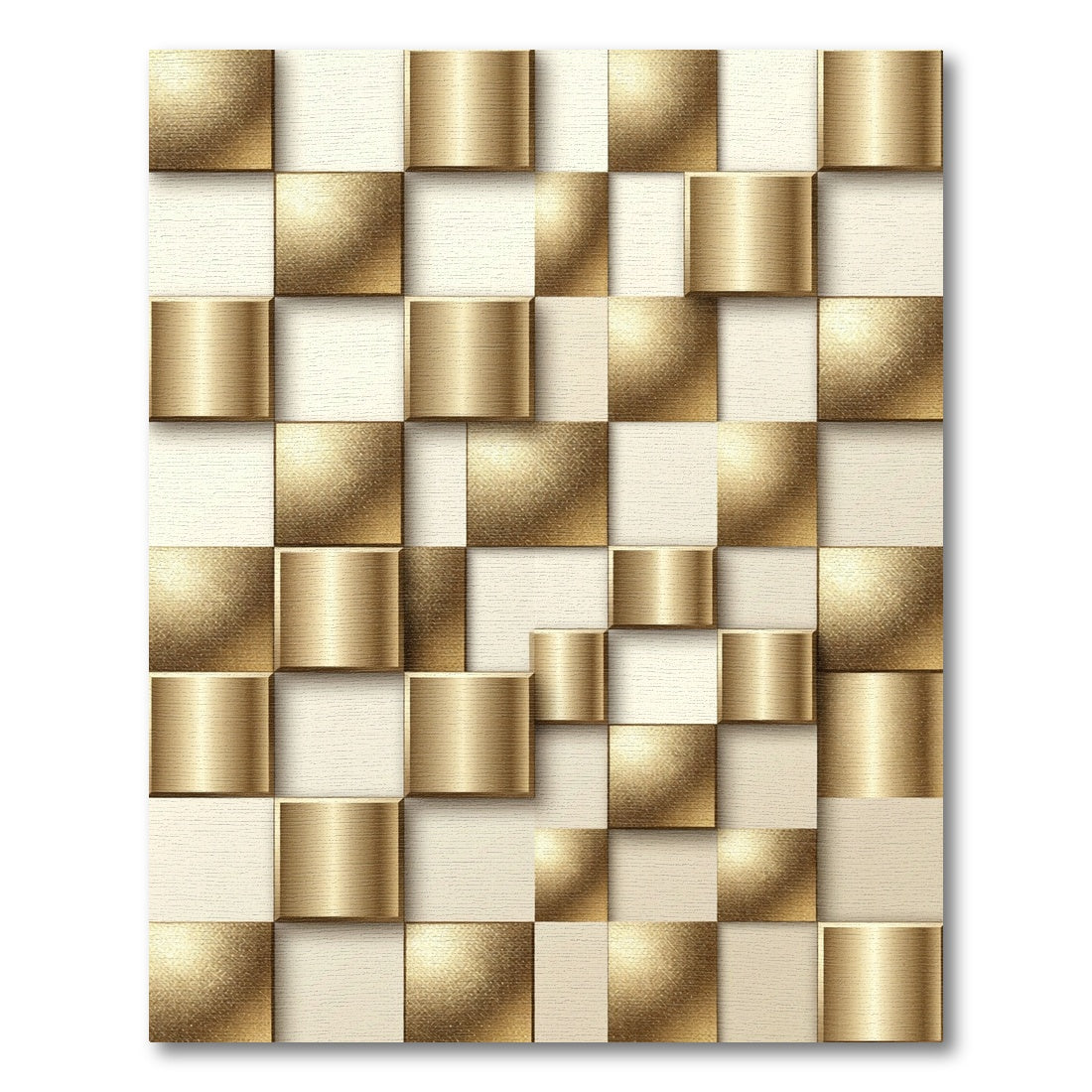 Gilded Gold Geometric Offset Squares Rug