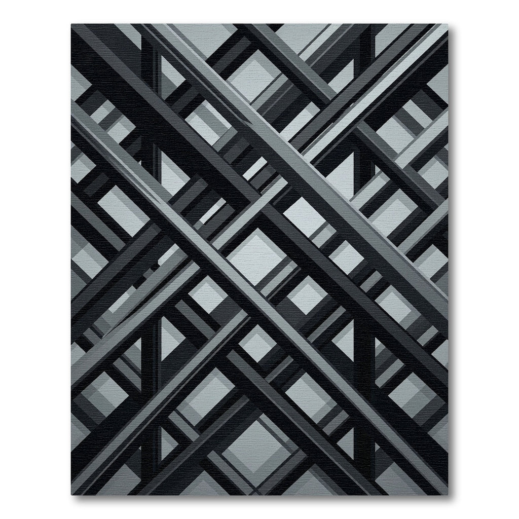 Monochrome Geometric Abstract Intersecting Lines Rug