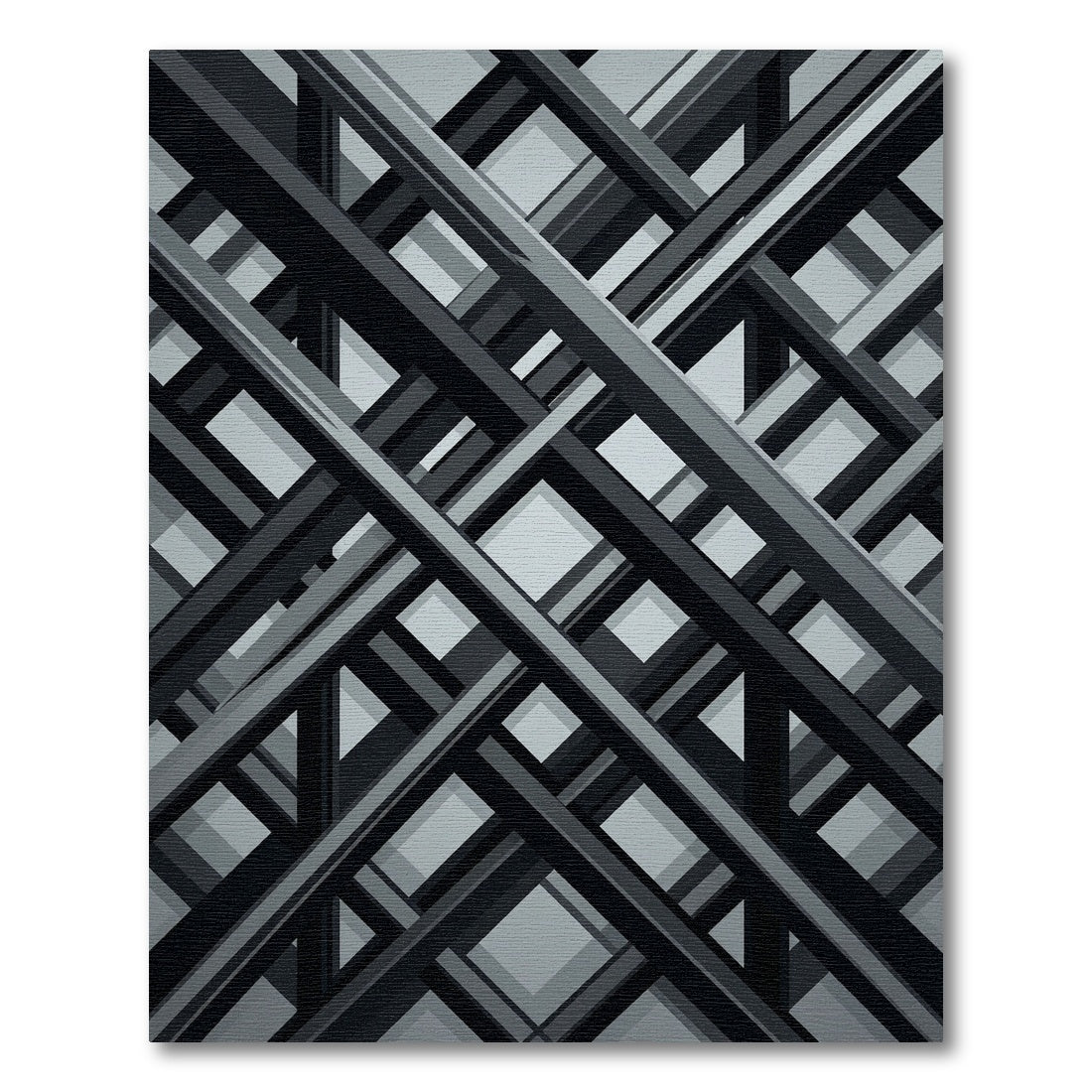 Monochrome Geometric Abstract Intersecting Lines Rug