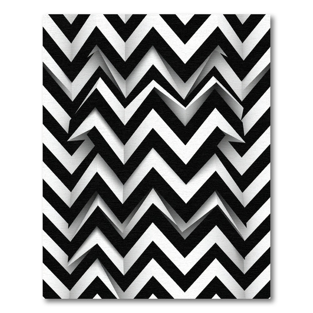Monochrome Zigzag Geometric Optical Illusion Rug