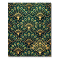 Elegant Emerald Peacock Fan Art Deco Rug