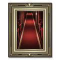 Art Deco Crimson Hallway Bordered Rug