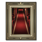 Art Deco Crimson Hallway Bordered Rug