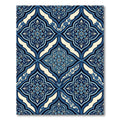 Navy Blue Scroll Floral Arabesque Rug