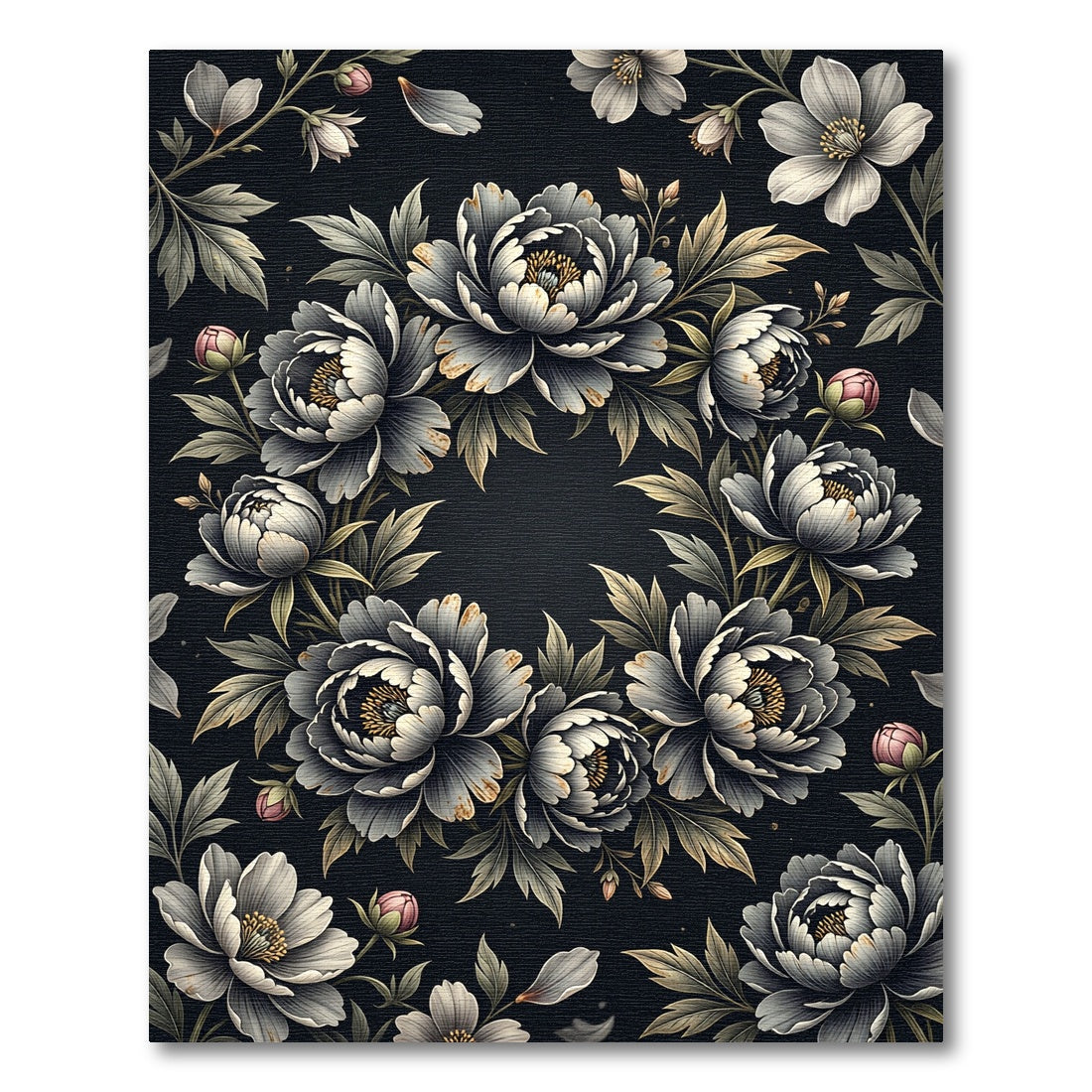 Monochromatic Floral Garland Arrangement Rug