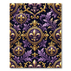 Royal Purple Golden Fleur-de-lis Damask Rug