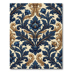 Navy Blue Golden Acanthus Scroll Rug