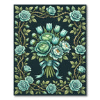 Elegant Teal Rose Bouquet Botanical Rug