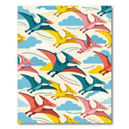 Playful Colorful Pterodactyl Dinosaur Flock Rug