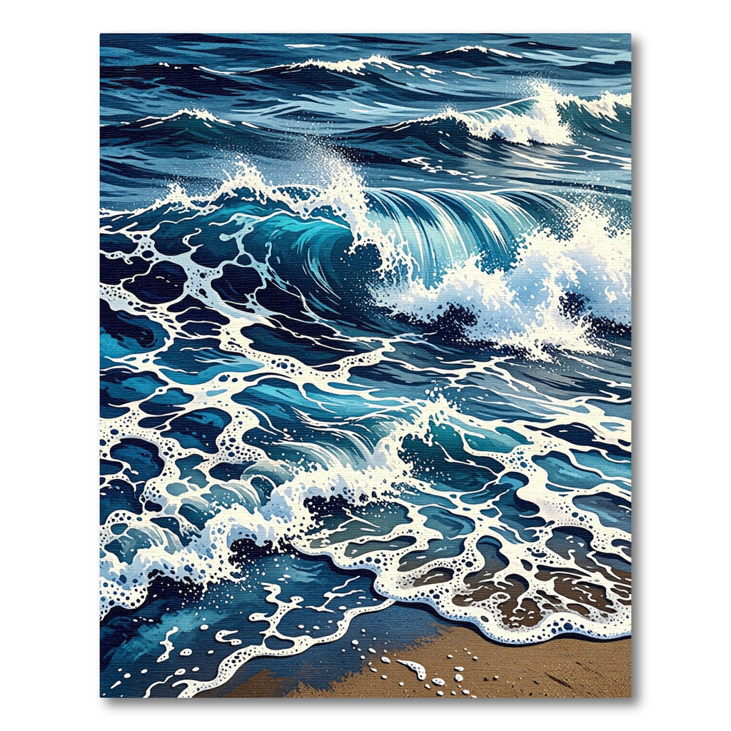 Deep Ocean Blue Crashing Wave Rug