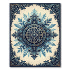 Ornate Blue Filigree Damask Medallion Rug