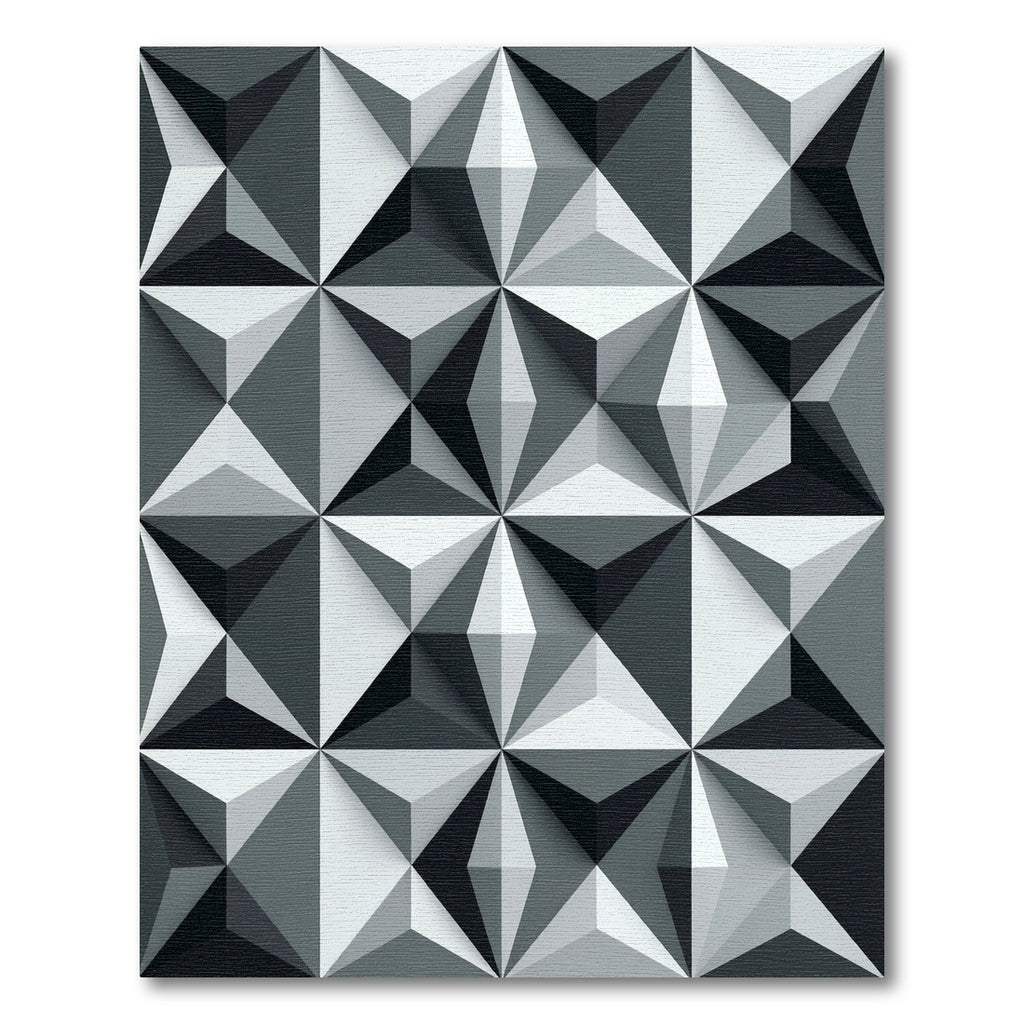 Modern Monochromatic Geometric Three Dimensional Prism Rug