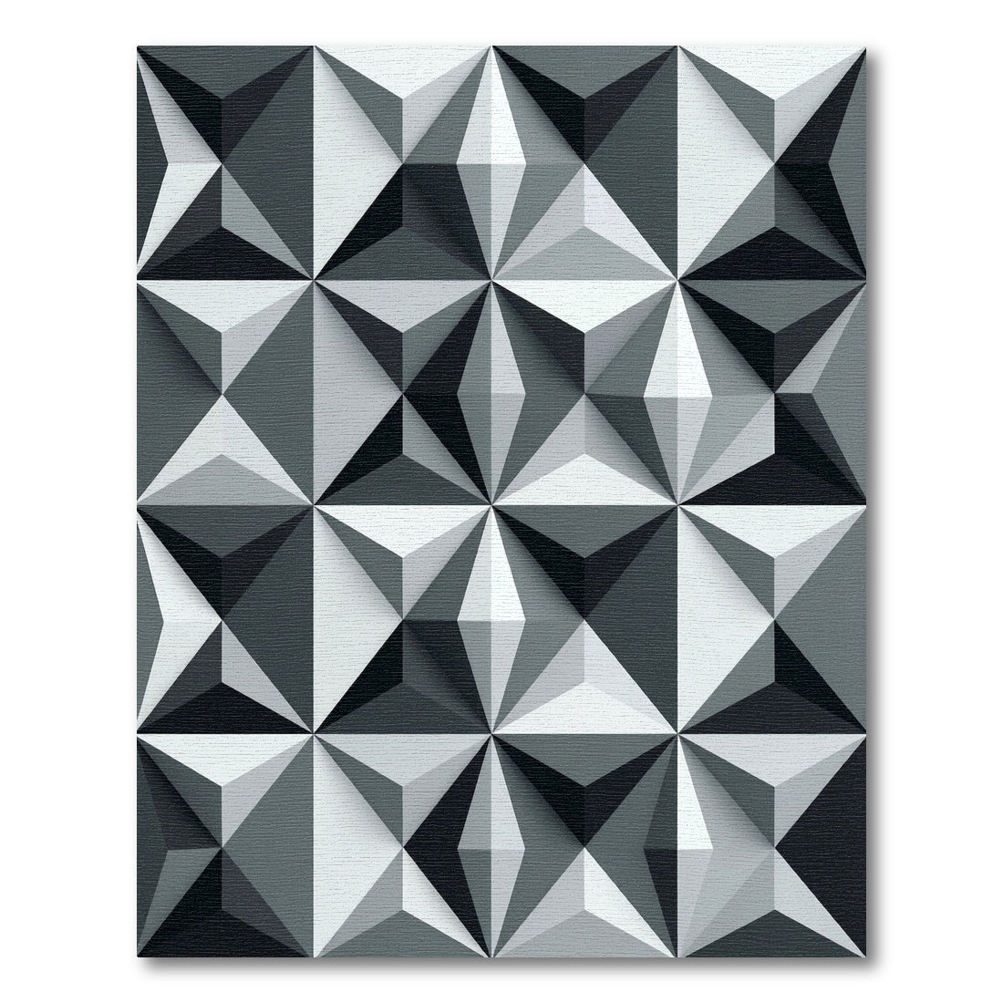 Modern Monochromatic Geometric Three Dimensional Prism Rug