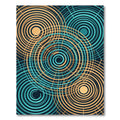 Modern Teal and Gold Concentric Circles Rug
