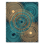 Modern Teal and Gold Concentric Circles Rug