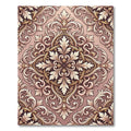 Elegant Gold Leaf Scrollwork Medallion Rug