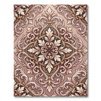Elegant Gold Leaf Scrollwork Medallion Rug