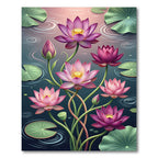 Pink Lotus Flower Botanical Pond Rug