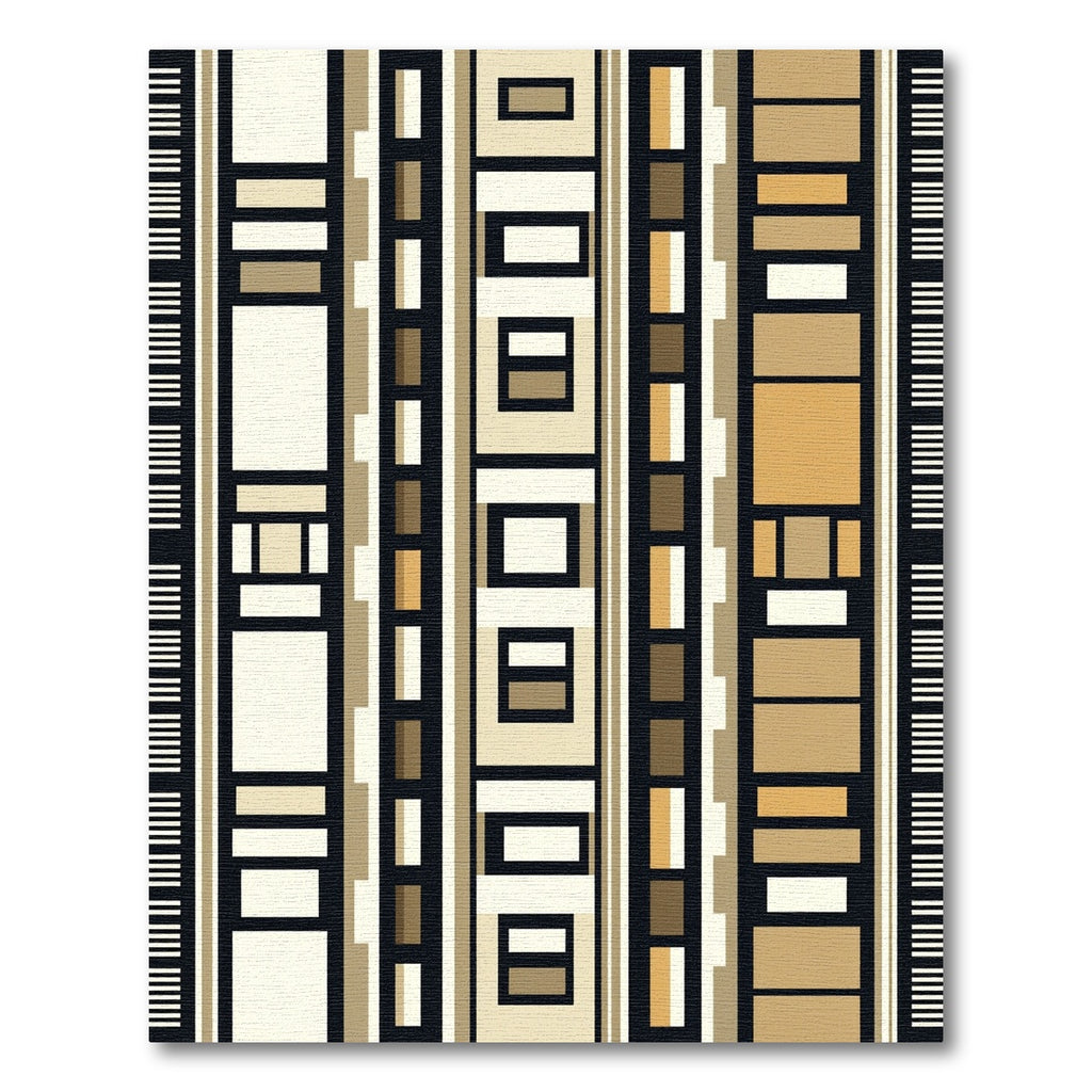 Warm Neutral Earthy Geometric Stripe Rug