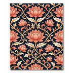 Coral Lotus Vine Dark Navy Rug