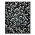 Elegant Silver Ornate Baroque Scroll Rug