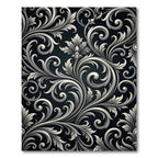 Elegant Silver Ornate Baroque Scroll Rug