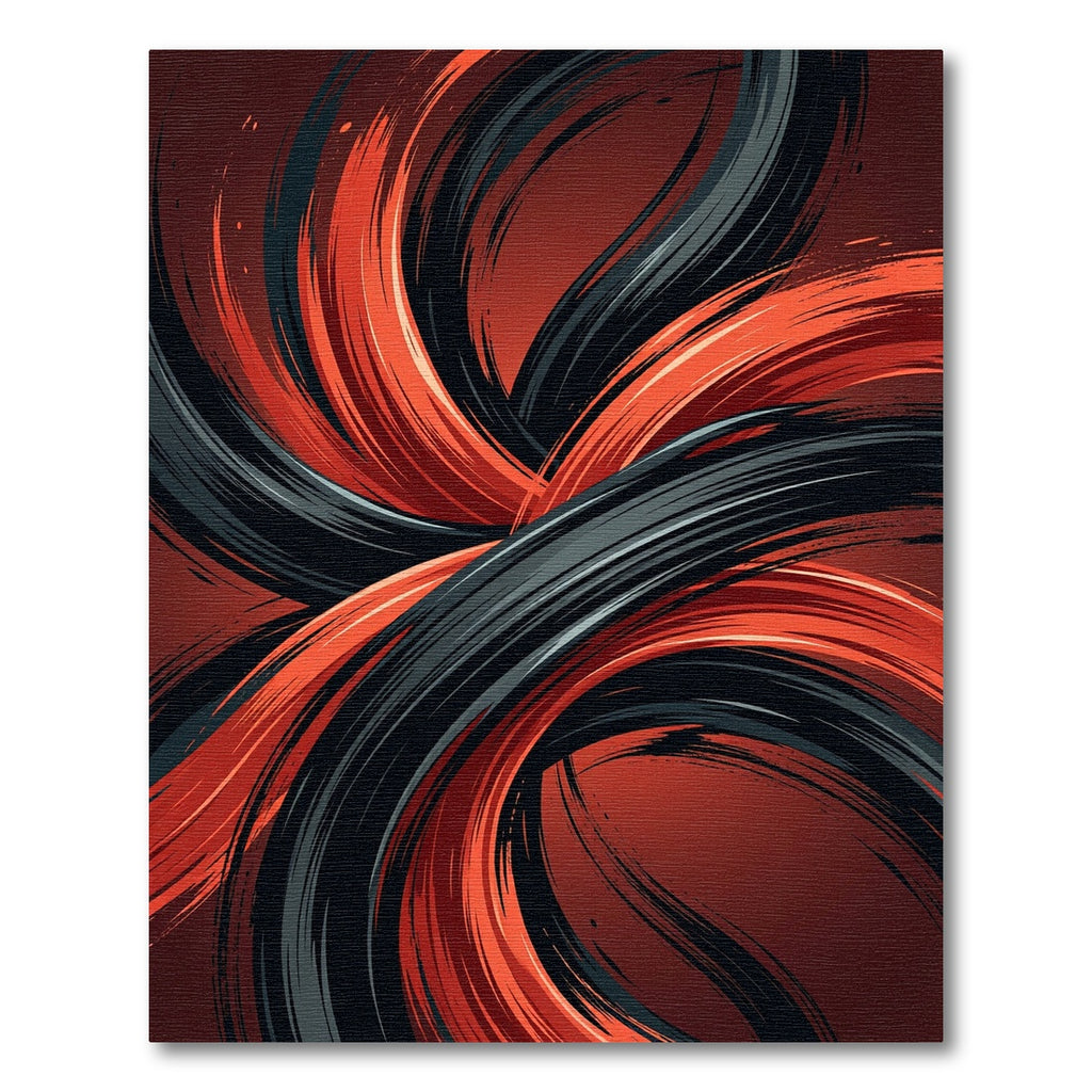 Black and Red Dynamic Swirl Rug