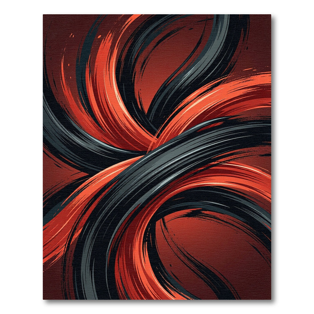 Black and Red Dynamic Swirl Rug