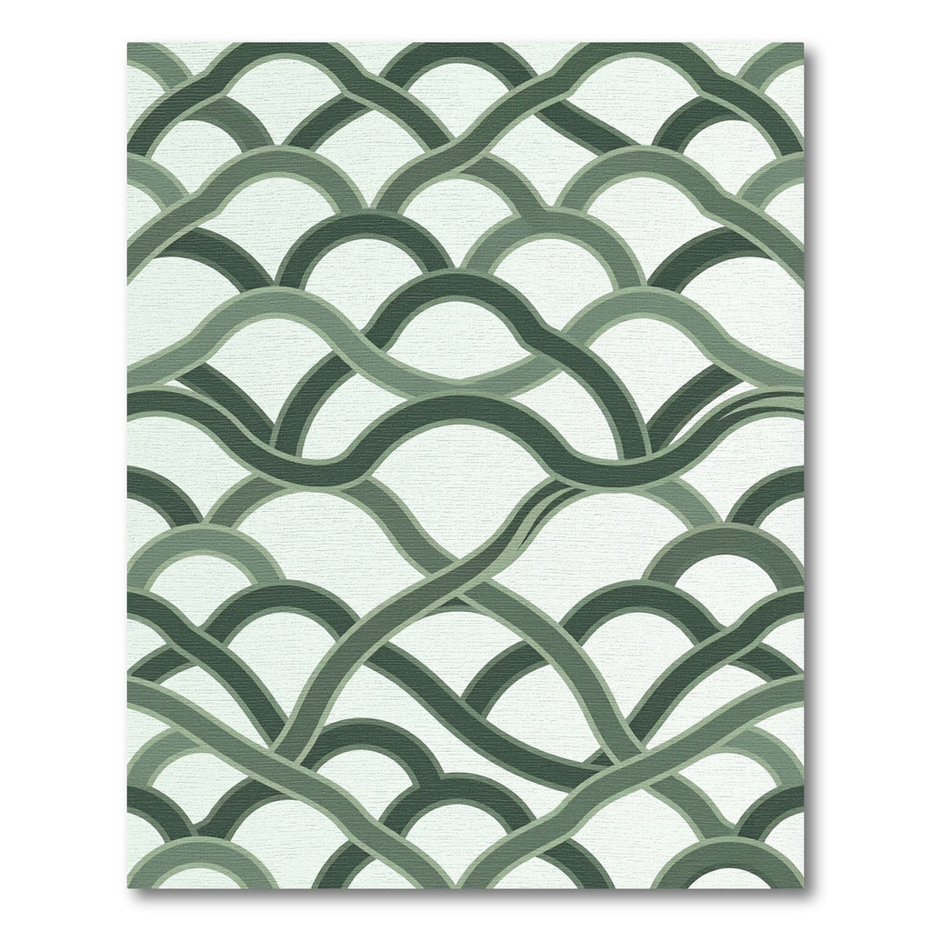 Sage Green Interlocking Wavy Arc Rug