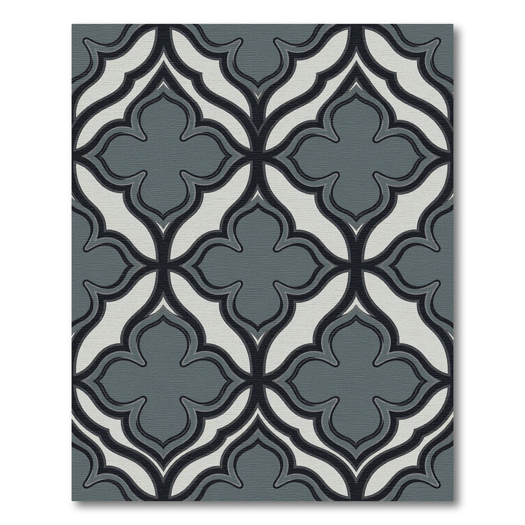 Sophisticated Charcoal Gray Quatrefoil Geometric Rug