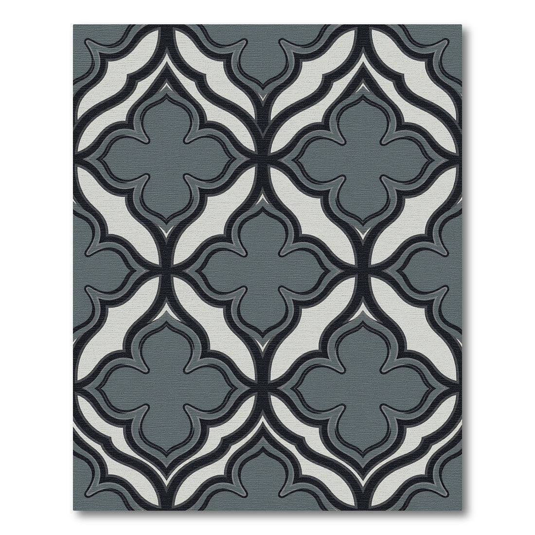 Sophisticated Charcoal Gray Quatrefoil Geometric Rug