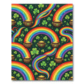 Whimsical St. Patrick Rainbow Clover Gold Rug