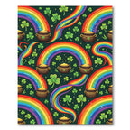 Whimsical St. Patrick Rainbow Clover Gold Rug