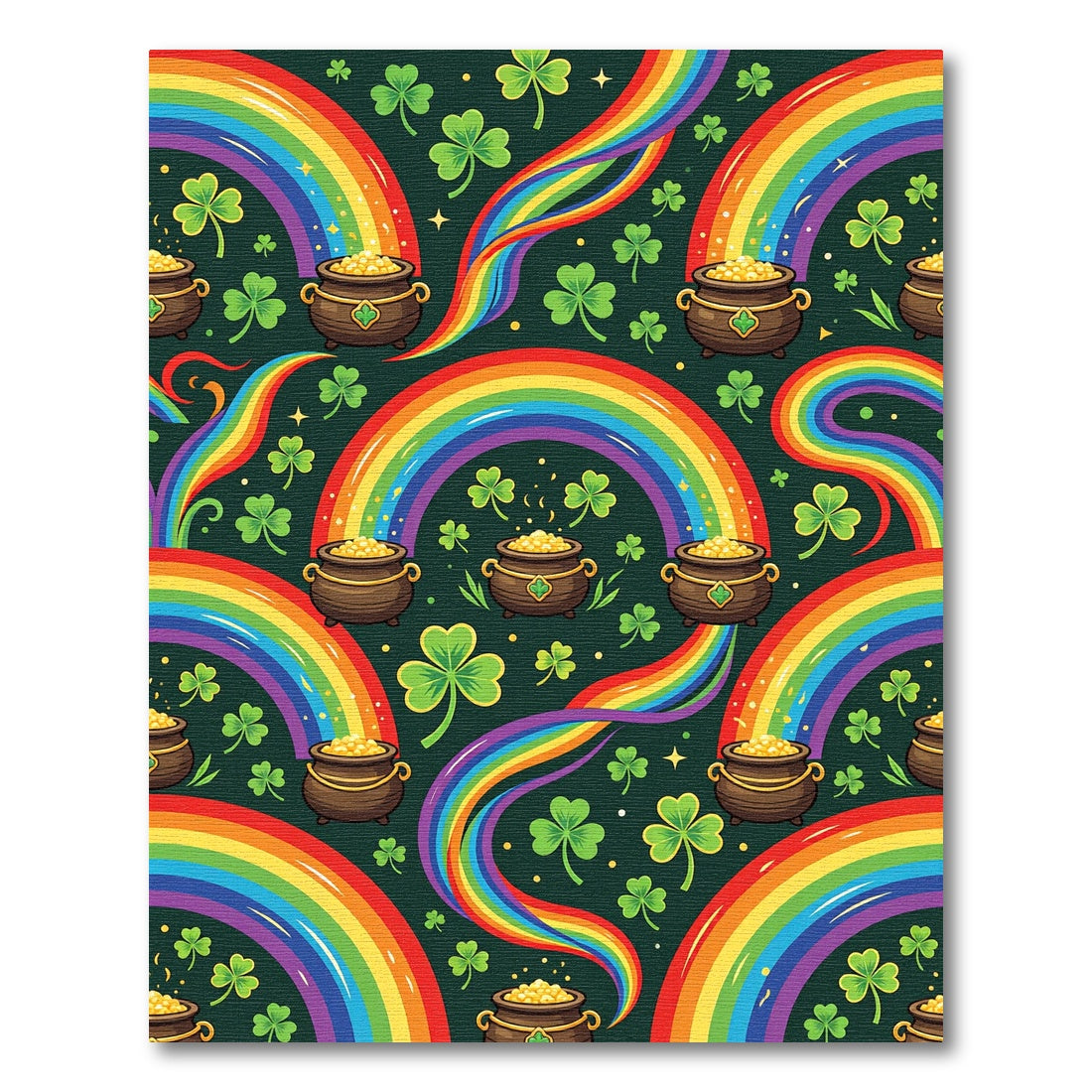 Whimsical St. Patrick Rainbow Clover Gold Rug