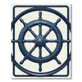 Nautical Ship Wheel Navy Rope Border Rug