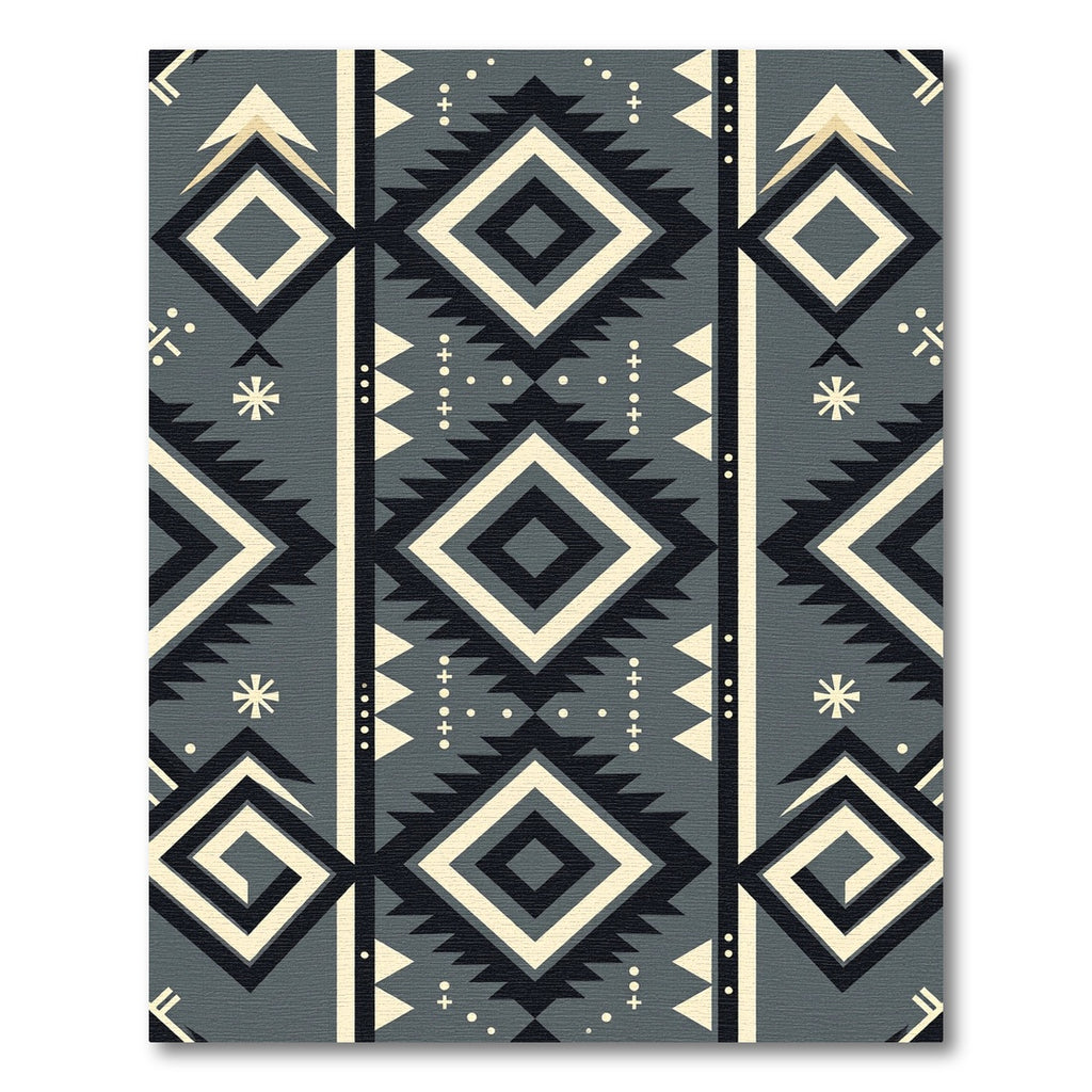 Gray Cream Black Diamond Geometric Loom Rug