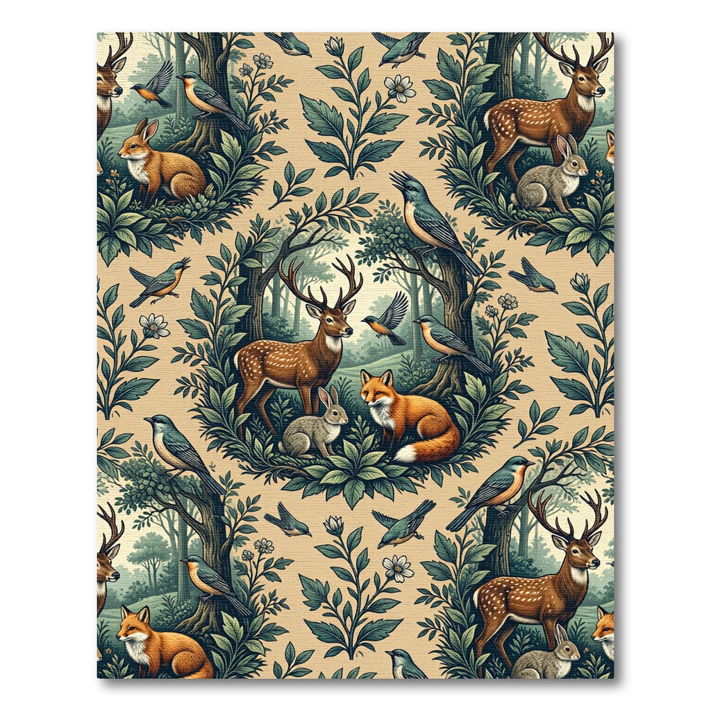 Enchanted Forest Rabbit Fawn Woodland Tapestry Rug